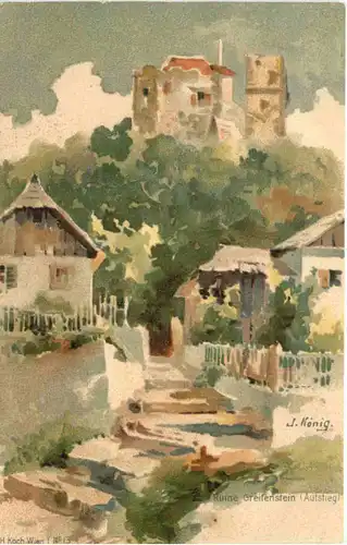 Ruine Greifenstein - Litho - Künstler J. König -666152