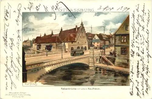 Strassburg - Rabenbrücke - Litho -666602