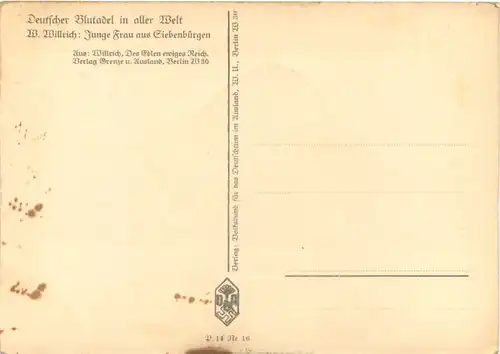 Künstler Ak W. Willrich - Junge Frau aus Siebenbürgen -667078