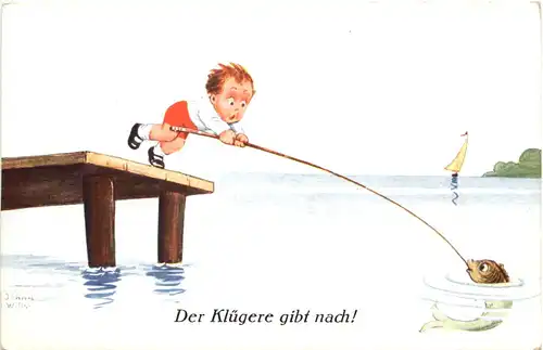 Künstler Ak John Wills - Der klügere gibt nach -667088