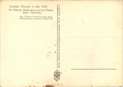 Künstler Ak W. Willrich - Förstersfrau aus dem Buchenland -667072