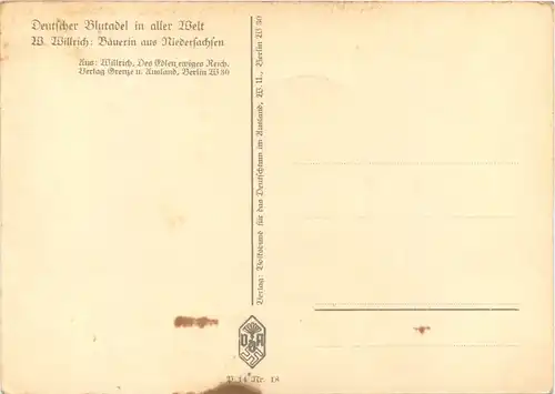 Künstler Ak W. Willrich - Bäuerin aus Niedersachsen -667076