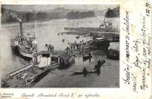 Smichov - Parnik Frantisek Josef I po vybuchu -667330