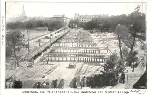 München - Reichenbachbrücke während der Verschiebung -667380