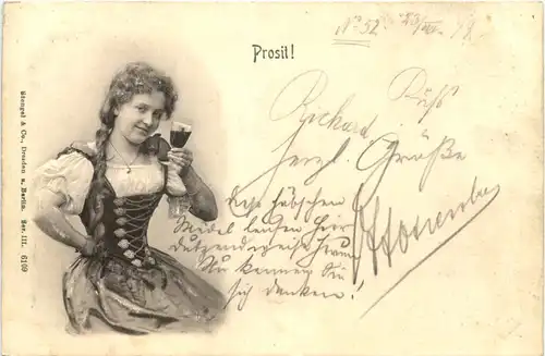 Frau - Prosit - Prägekarte -668262