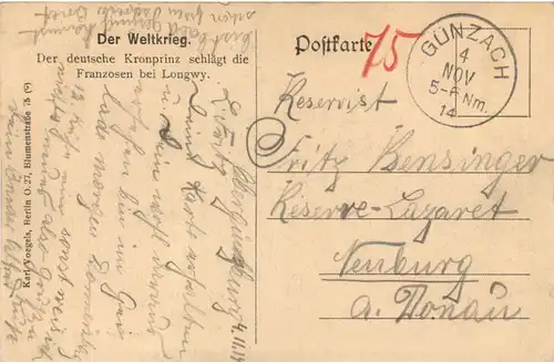 WW1 Der deutsche Kronprinz schlägt die Franzosen bei Longwy -668316