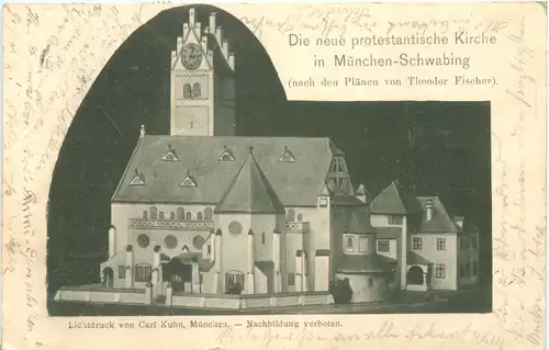 München-Schwabing - Die neue protestantische Kirche -668924