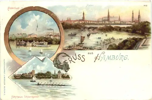 Gruss aus Hamburg - Litho -669242