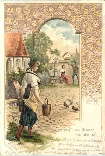 Jetzt gang i ans Brünnele - Prägekarte -669332