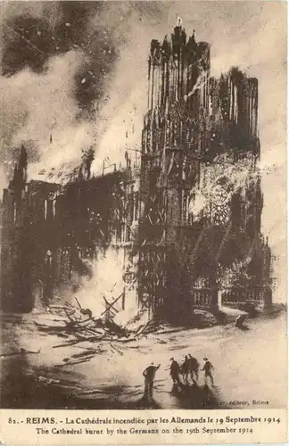 Reims - Le Cathedrale incendiee 1914 -669470