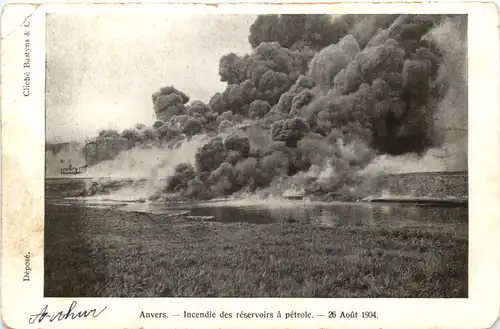 Anvers - Incendie des reservoirs a petrole 1904 -669542