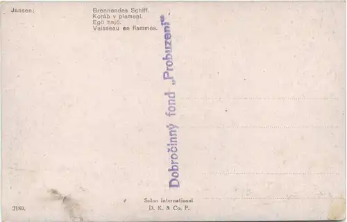 Künstler Ak Jansen - Brennendes Schiff -669468