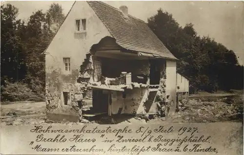 Zwiesel bei Berggiesshübel - Hochwasserkatastrophe 1927 -669856