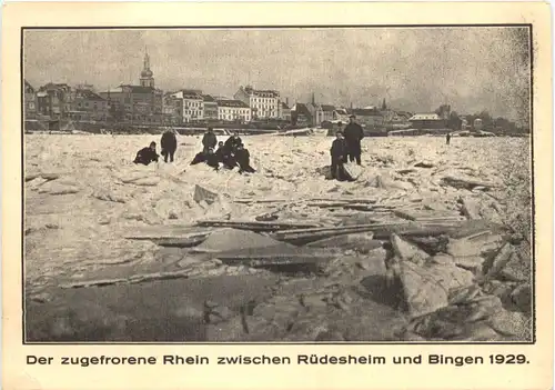 Zugefrorene Rhein zwischen Rüdesheim und Bingen 1929 -669914