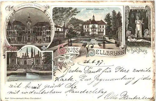 Gruss aus Hellbrunn bei Salzburg - Litho -670118