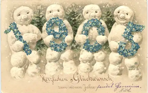 Jahreszahl 1905 - Schneemann Prägekarte -670364
