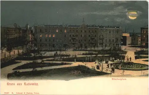 Gruss aus Kattowitz - Blücherplatz - Litho -670294