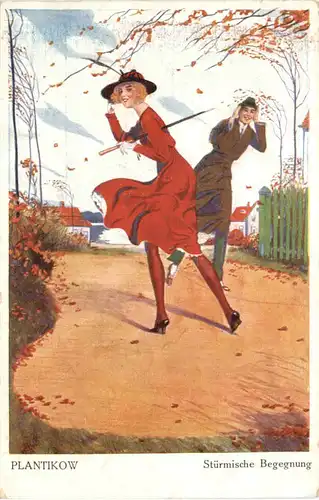 Künstler Ak Plantikow - Stürmische Begegnung -670354