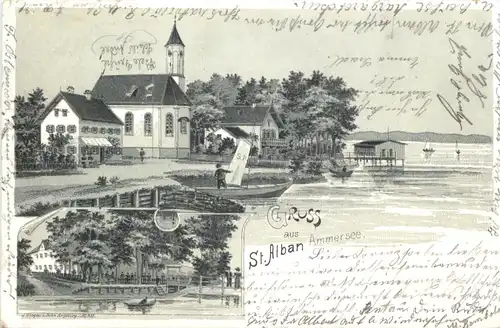 Gruss aus St. Alban - Diessen am Ammersee - Litho -670554