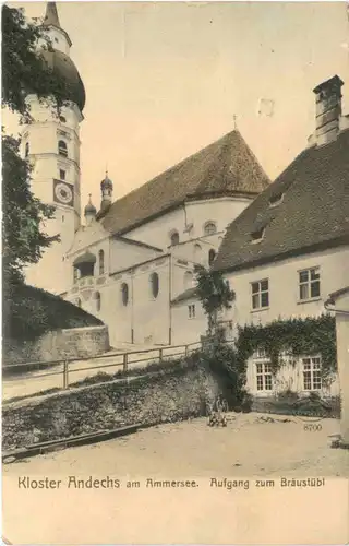 Andechs, Kloster, am Ammersee, Aufgang zum Bräustübl -544624