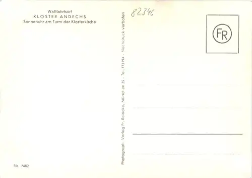 Andechs, Kloster, Sonnenuhr am Turm der Klosterkirche -544956