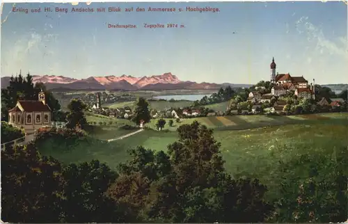 Andechs, Hl. Berg mit Blick auf Ammersee -544972