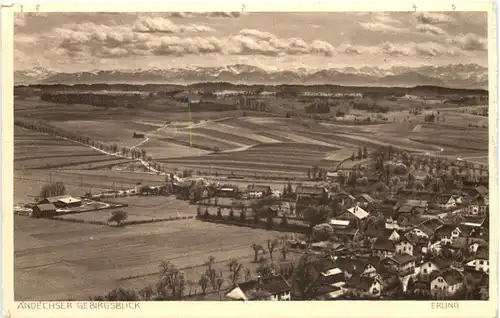 Andechs, Kloster, mit Gebirgspanorama -545410