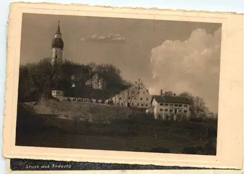 Andechs, Kloster, mit Gebirgspanorama -545416