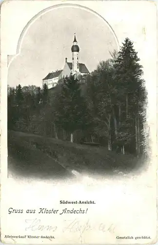 Andechs, Kloster, Grüsse, Südwest-Ansicht -545328