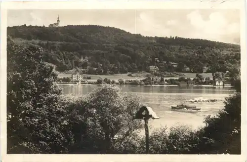 Andechs, Kloster, am Ammersee, Blick auf Herrsching -545404