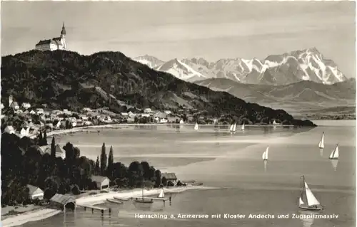 Herrsching am Ammersee, mit Kloster Andechs und Zugspitzmassiv -545570