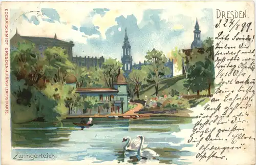 Dresden - Zwingerteich - Litho -671292