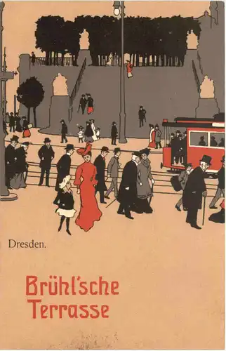 Dresden - Brühlsche Terrasse - Litho -671488