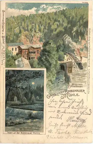 Gruss von der Rabenhauer Mühle - Litho -671624