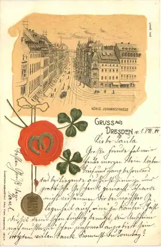 Gruss aus Dresden- Litho - Prägekarte -671576