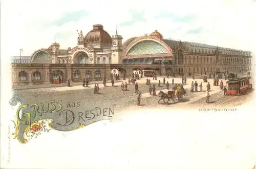 Gruss aus Dresden - Hauptbahnhof - Litho -671500
