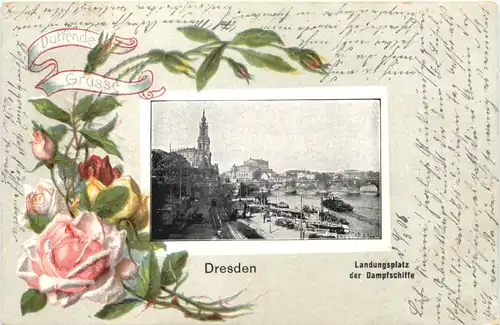 Dresden - Landungsplatz - Duftkarte - Litho -671600