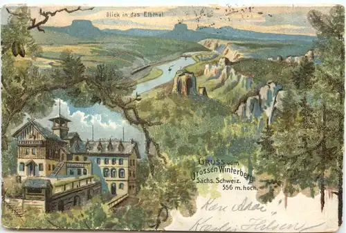 Gruss vom Grossen Winterberg - Litho mit Plastikperlen -671626