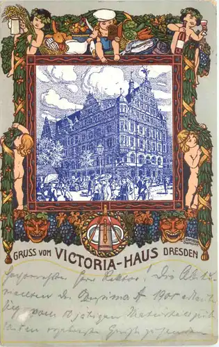 Gruss vom Victoria-Haus Dresden - Litho -671660