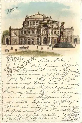 Dresden - Hoftheater - Litho - Prägekarte -671590