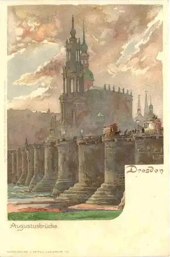 Dresden - Augustusbrücke - Litho -672188