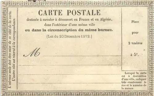 France Algerie - Carte postale 1872 -672322