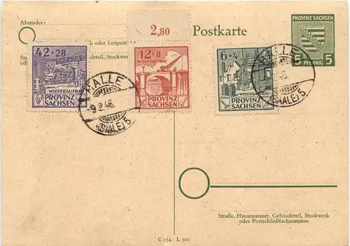 Halle - Ganzsache Sachsen - Wiederaufbau 1946 -672546