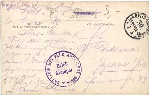 Künstler Ak - Feldpost 30. Res Division -672604