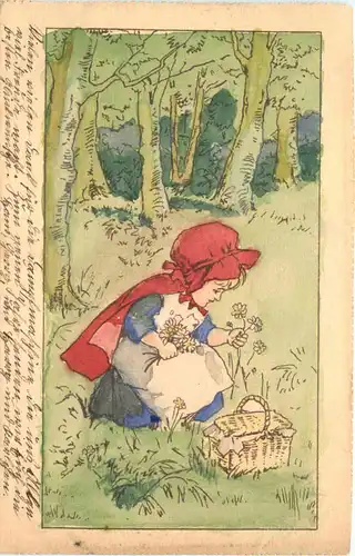 Kind beim pflücken von Blumen -672920