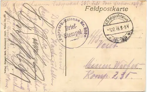 WW1 Soldaten - Feldpost Fuhrpark Kolonne 305 -672828