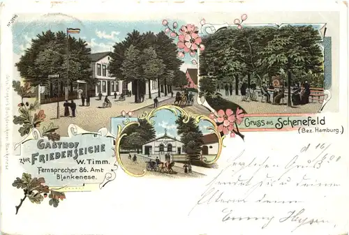Gruss aus Schenefeld - Gasthof zur Friedenseiche - Litho -673396