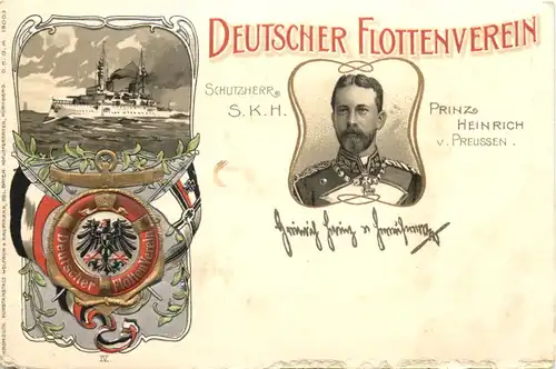 Deutscher Flottenverein - Schuttzherr Prinz Heinrich von Preussen - Prägekarte - Litho -673334