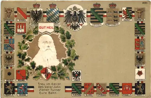 Gut Heil - Vater Jahn - Prägekarte Litho -673344