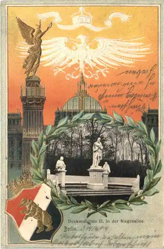 Berlin - Denkmal Otto II - Prägekarte Litho -673286